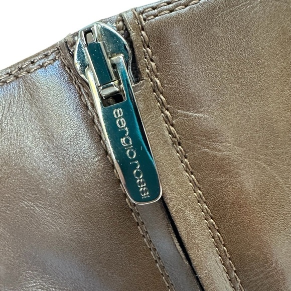 Sergio Rossi Brown Leather 5" Heel Booties, 7.5 - Picture 9 of 14